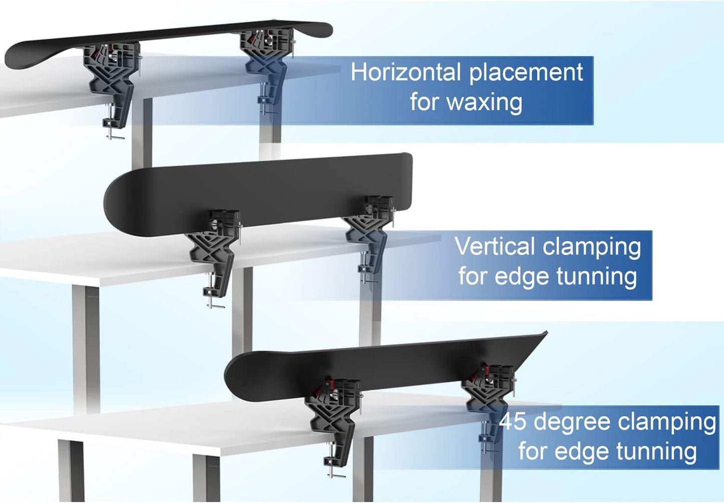 IGOSKI Ski and Snowboard Vice, No-Slip Vise Grips, Upgrade Adjustable Tuning and Waxing Ski Vice with Horizontal and Vertical Working Positions