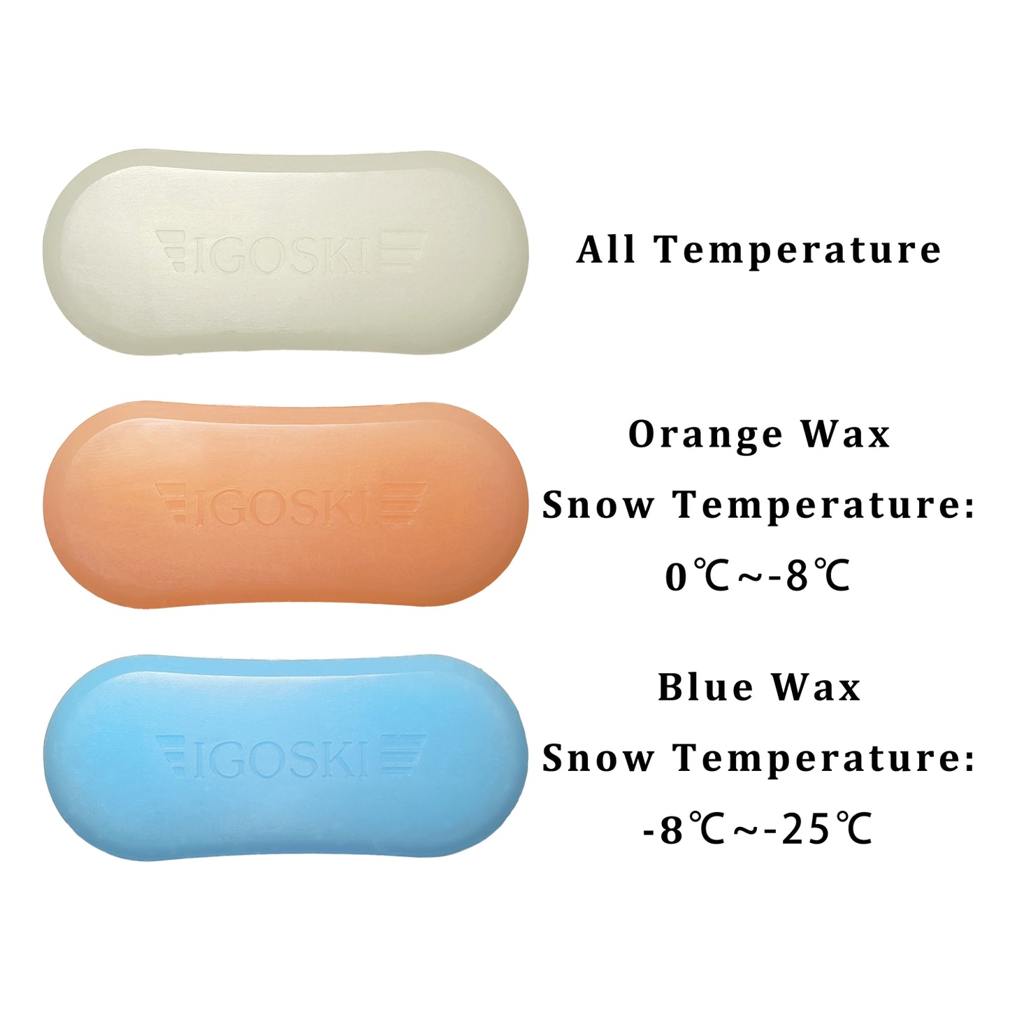 IGOSKI 3 Packs Ski and Snowboard Wax All Temperature Ultimate Ski and Snowboard Wax Kit 300g in Total